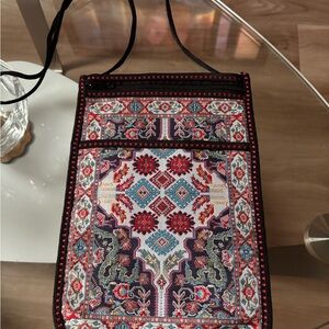 Elegant Multicolor Tapestry Crossbody Bag